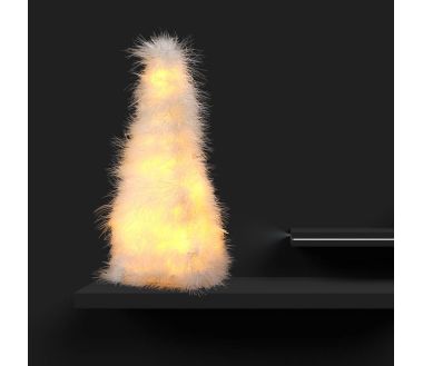 Sapin plumes LED blanc chaud H40cm