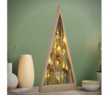 Triangle en bois Décoration lumineuse avec led blanc chaud H55