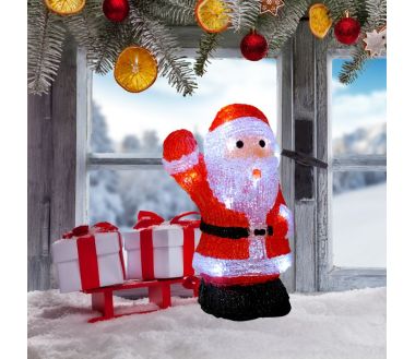 Père Noël saluant extérieur noël lumineux 16 LED H26