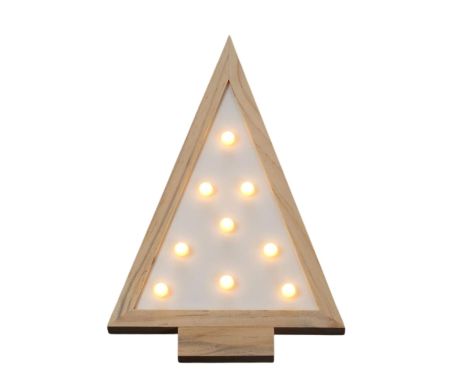 Sapin déco en bois à poser 9 leds - H33 - piles