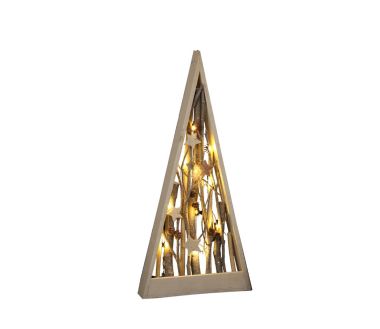 Triangle en bois décoration lumineuse avec leds blanc chaud - H55 - piles