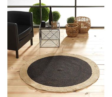 Tapis rond fils métallisés bicolore Mario