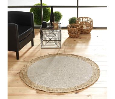 Tapis rond fils métallisés bicolore Mario