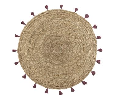 Tapis rond à pompons Shira