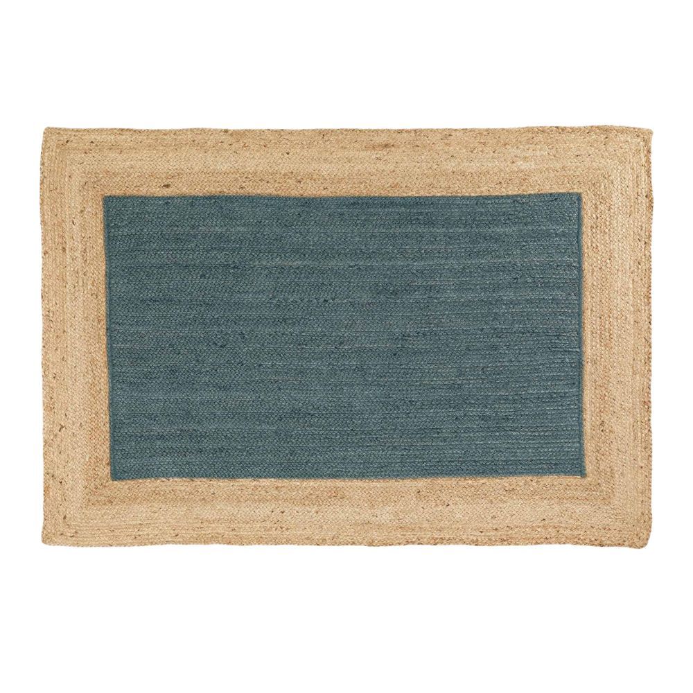 Tapis rectangle bicolore Napoli bleu