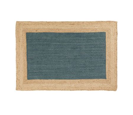 Tapis rectangle bicolore Napoli bleu