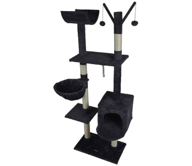 Arbre à Chat avec 4 Plateformes et Jouets H160 cm Anthracite