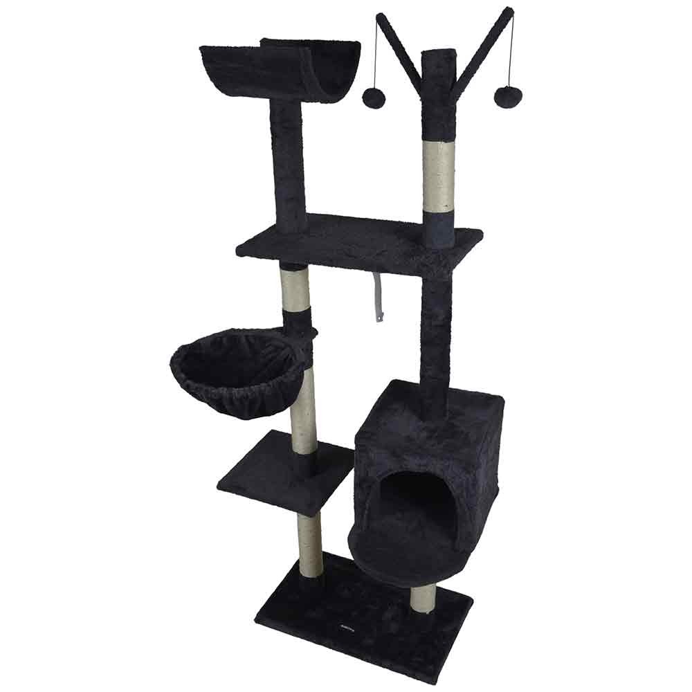 Arbre à Chat avec 4 Plateformes et Jouets H160 cm Anthracite