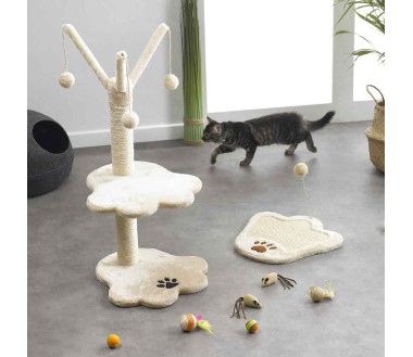 Arbre à Chat avec Jouets 82 cm Ecru