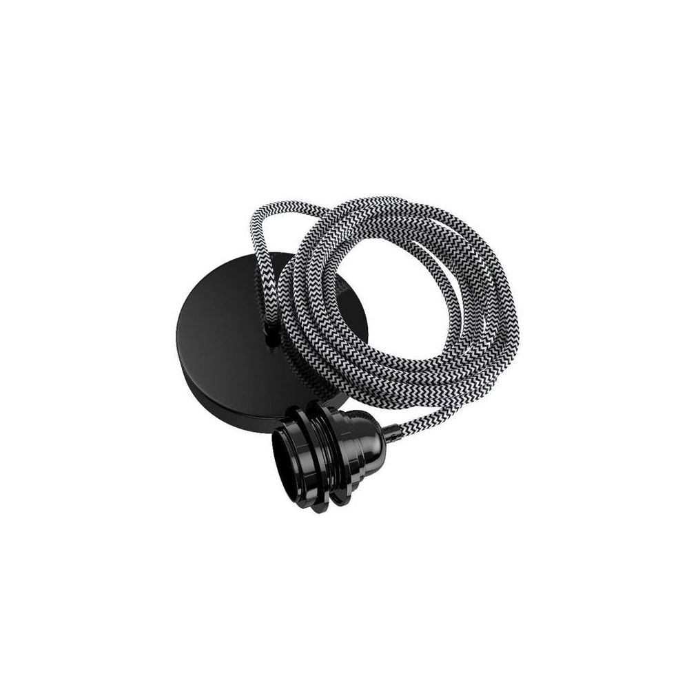 Hoopzï - Suspension Hang 1 fil électrique tissu - Zig Zag noir et blanc