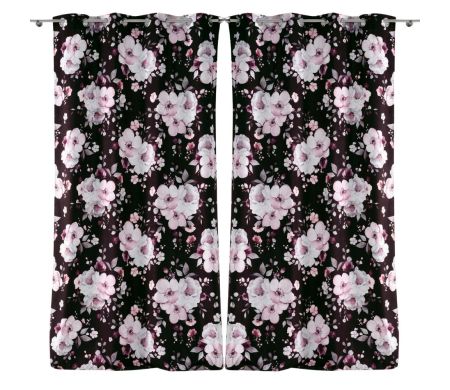 Lot de 2 rideaux Velvet Flower Douceur d'intérieur - Noir 140 x 240