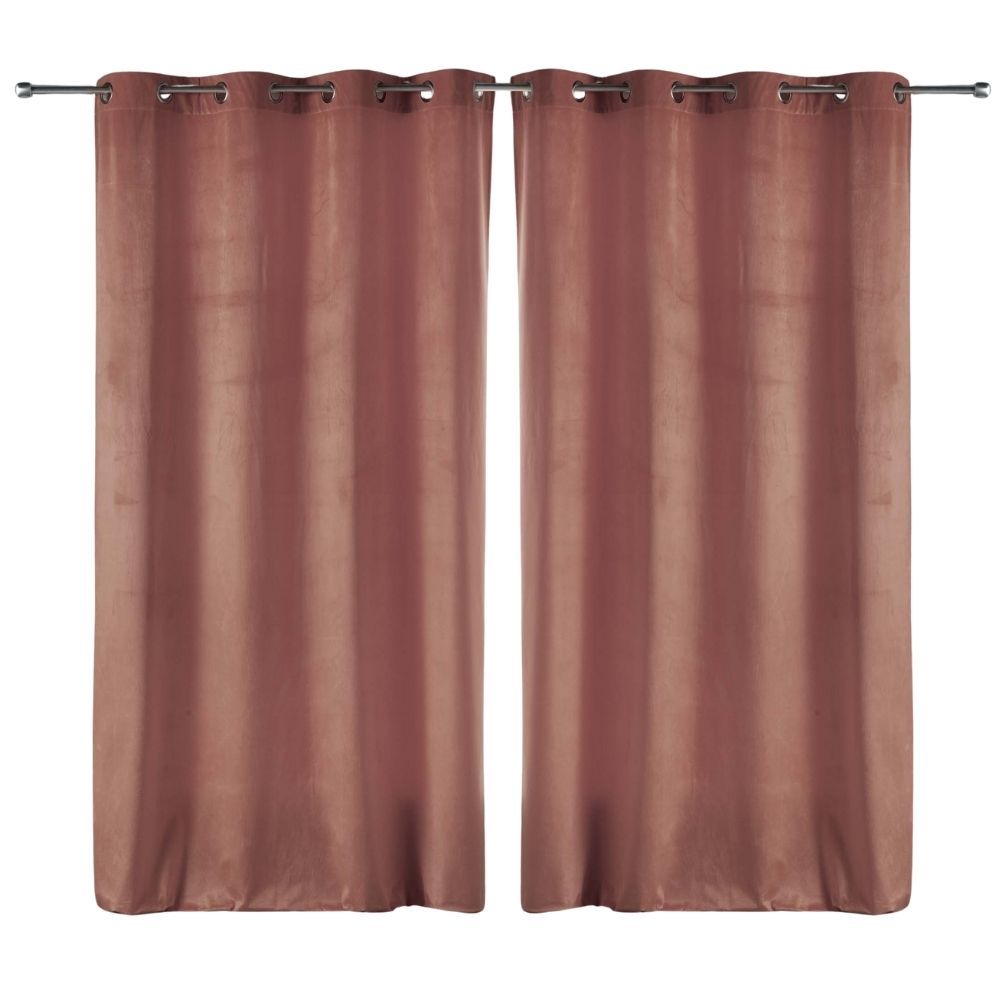 Lot de 2 rideaux Velvetine Douceur d'intérieur - Rose 140 x 280