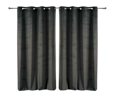 Lot de 2 rideaux Velvetine Douceur d'intérieur - Anthracite 140 x 280