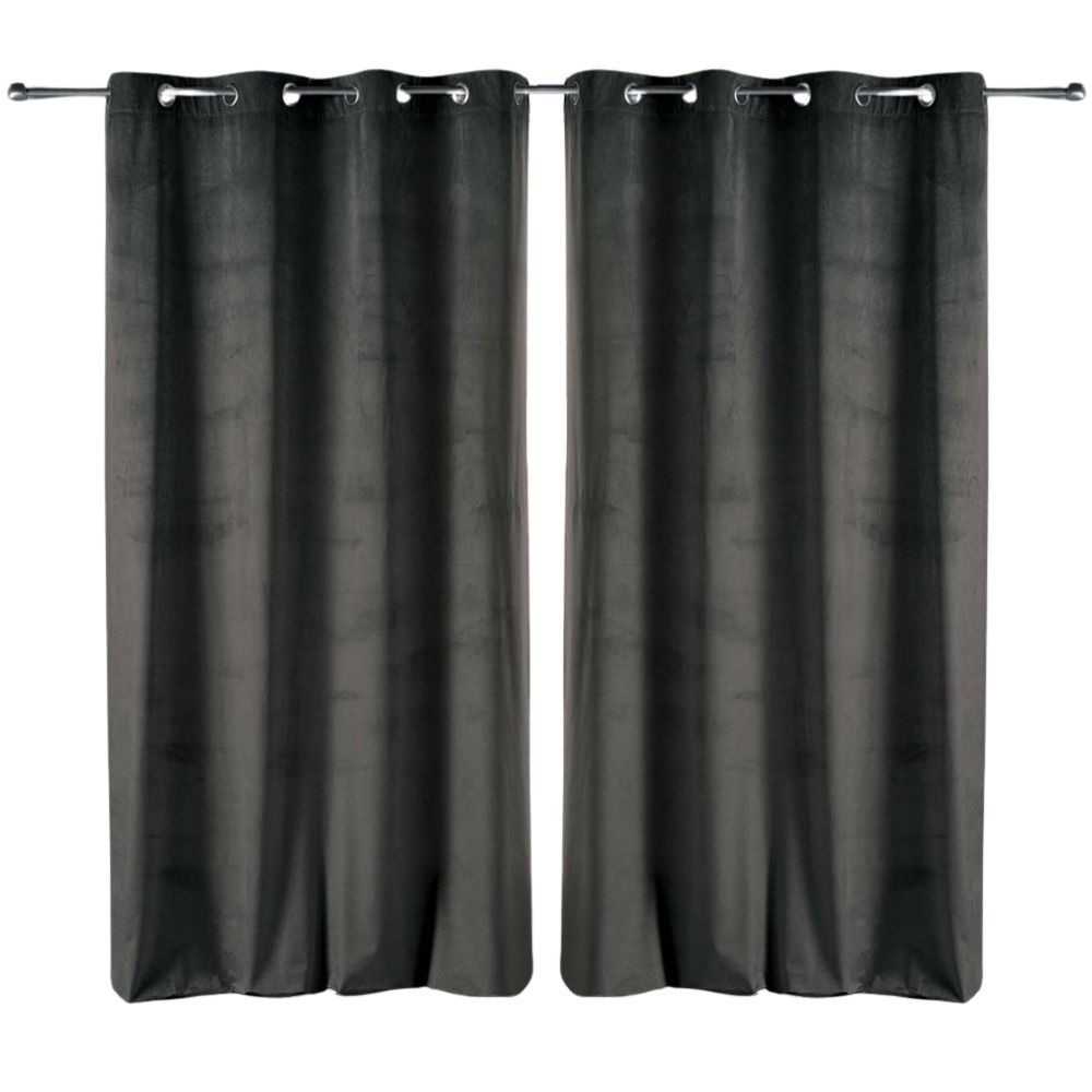 Lot de 2 rideaux Velvetine Douceur d'intérieur - Anthracite 140 x 280