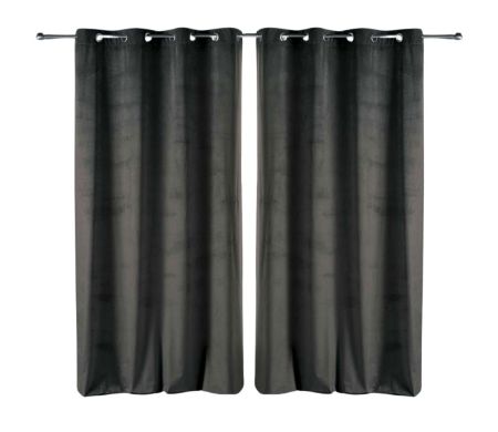 Lot de 2 rideaux Velvetine Douceur d'intérieur - Anthracite 140 x 280