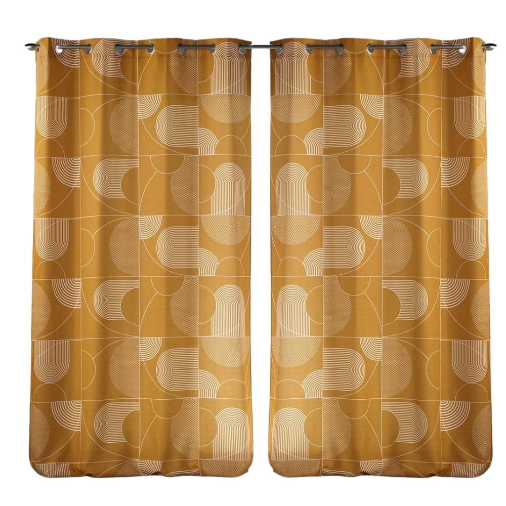 Lot de 2 rideaux Esquisse Douceur d'intérieur - Camel  140 x 260