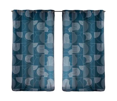 Lot de 2 rideaux Esquisse Douceur d'intérieur - Bleu 140 x 260