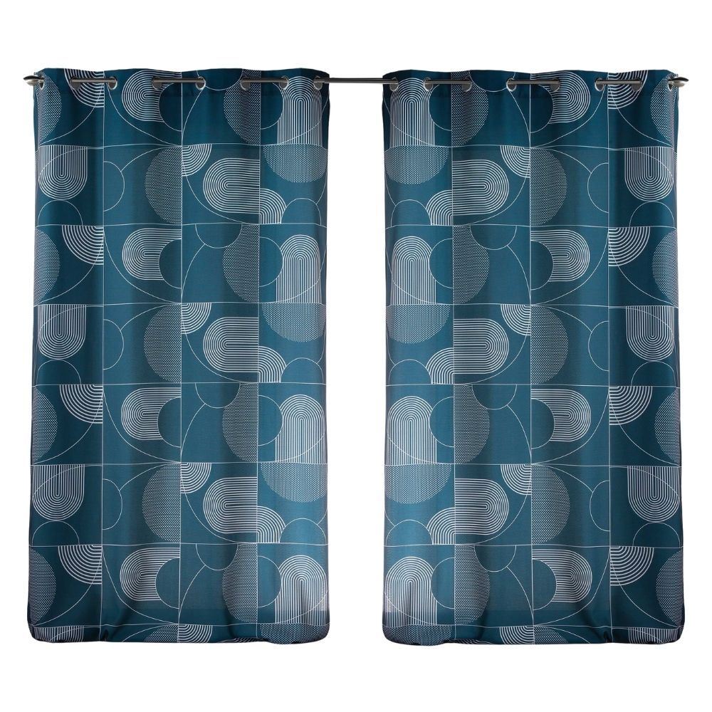 Lot de 2 rideaux Esquisse Douceur d'intérieur - Bleu 140 x 260