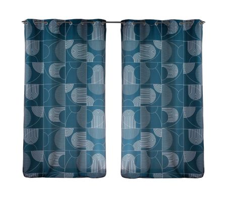 Lot de 2 rideaux Esquisse Douceur d'intérieur - Bleu 140 x 260