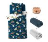 Pack 5 pièces Cosmo - Parure de lit avec 2 draps housse et 1 nounours