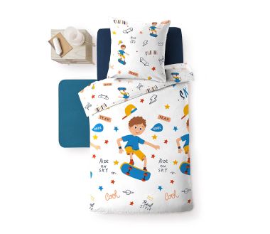 Pack 4 pièces Skateboy - Parure de lit avec 2 draps housse