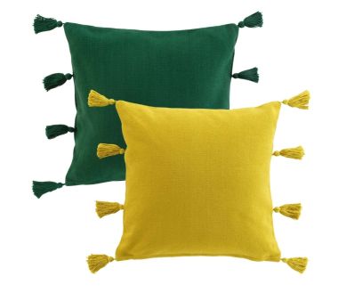 Lot de 2 coussins Tasselina - Vert & Jaune