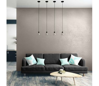 Suspension Hang luminaire 1 corde - Lin noir douille noire