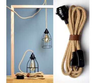 Luminaire corde Bala fil électrique Zig Zag Noir - Coton édition limitée