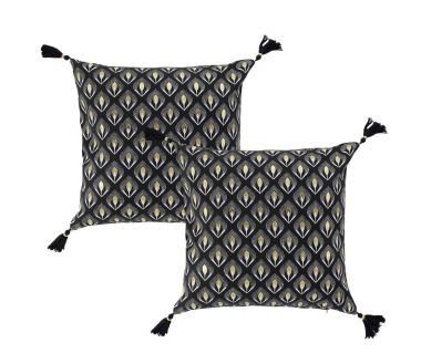 Lot de 2 housses de coussin déco Noireor