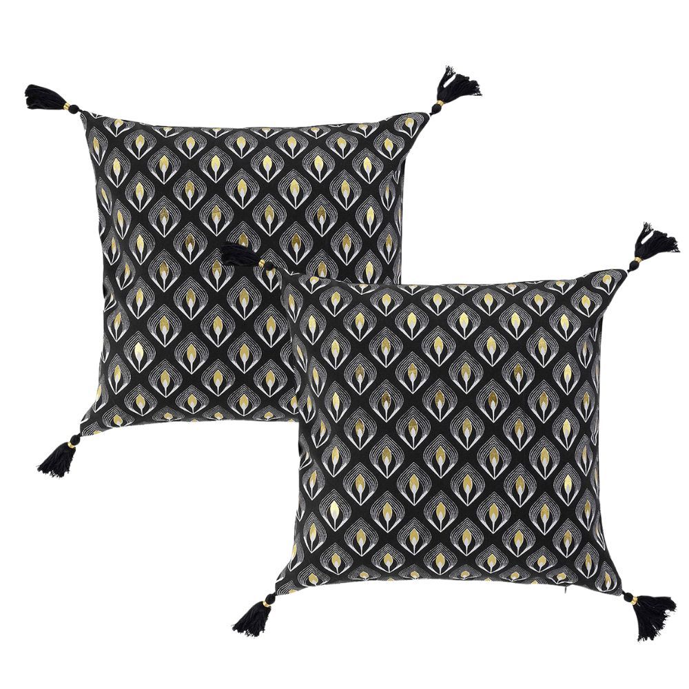 Lot de 2 housses de coussin déco Noireor