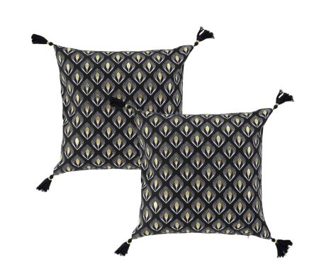 Lot de 2 housses de coussin déco Noireor