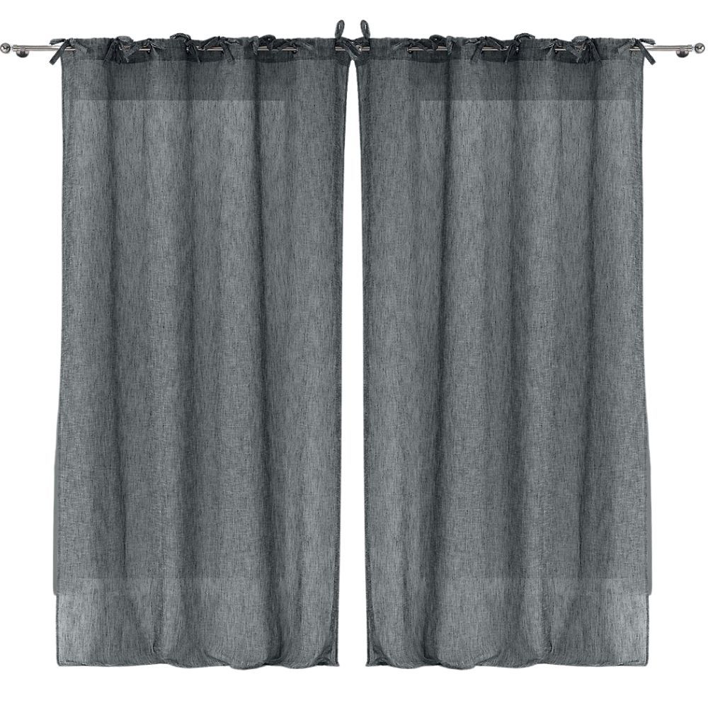 Lot de 2 voilages Charlotte - anthracite 140 x 240 cm