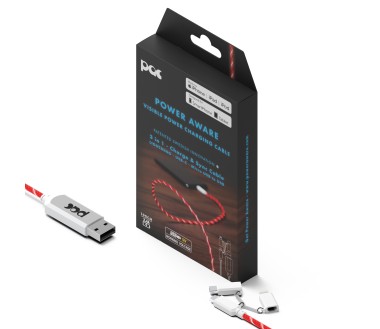 The Pac Câble chargeur lumineux 3en1 Rouge pour Smartphones