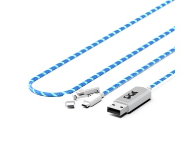 The Pac Câble chargeur lumineux 3en1 Bleu pour Smartphones