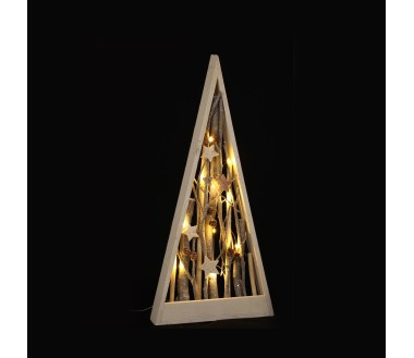 Triangle en bois Décoration lumineuse avec led blanc chaud H55