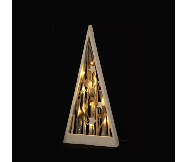 Triangle en bois Décoration lumineuse avec led blanc chaud H55
