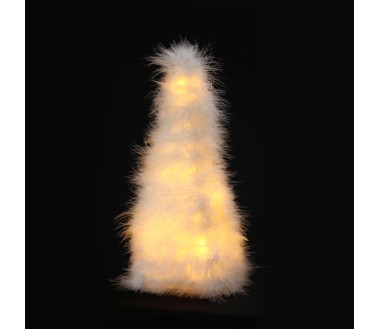 Sapin plumes LED blanc chaud H40cm