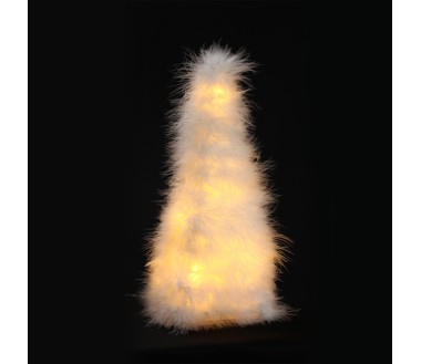 Sapin plumes LED blanc chaud H40cm