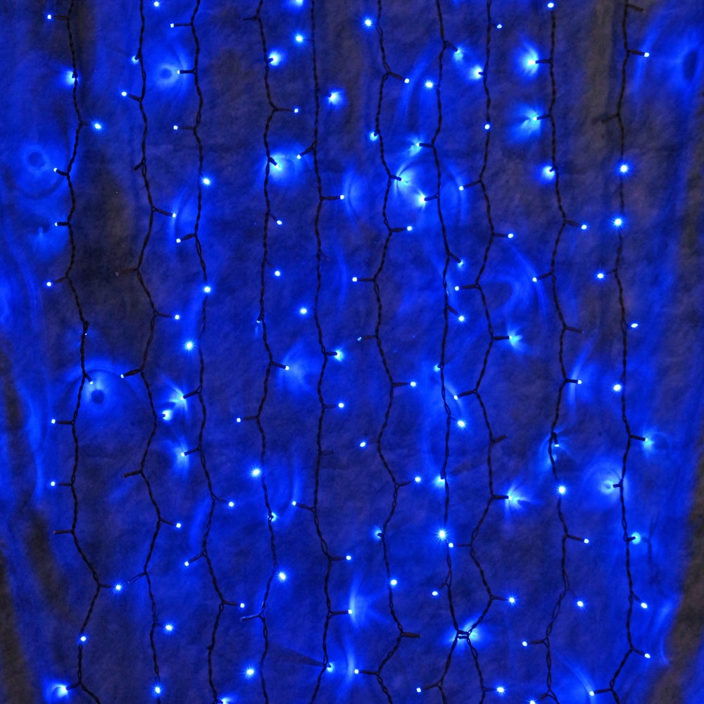 Rideau guirlande lumineuse extérieur 200 LED animées bleues