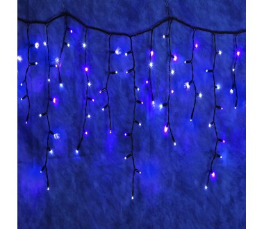Rideau stalactites guirlande lumineuse extérieur 200 LED animées bleues