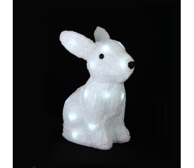 Lapin blanc extérieur noël lumineux 24 LED H26