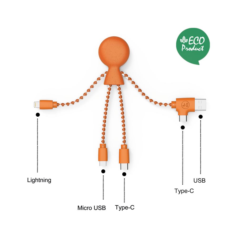 Câbles multi-connecteurs éco-responsable Mr BIO Xoopar Orange