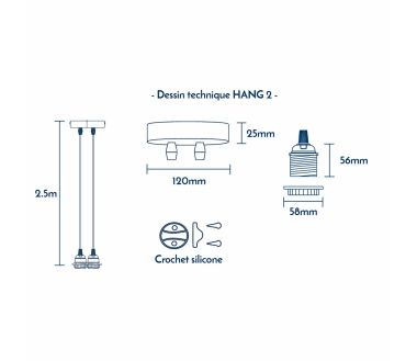 Hoopzï - Suspension Hang 2 fils électrique tissu - Ficelle