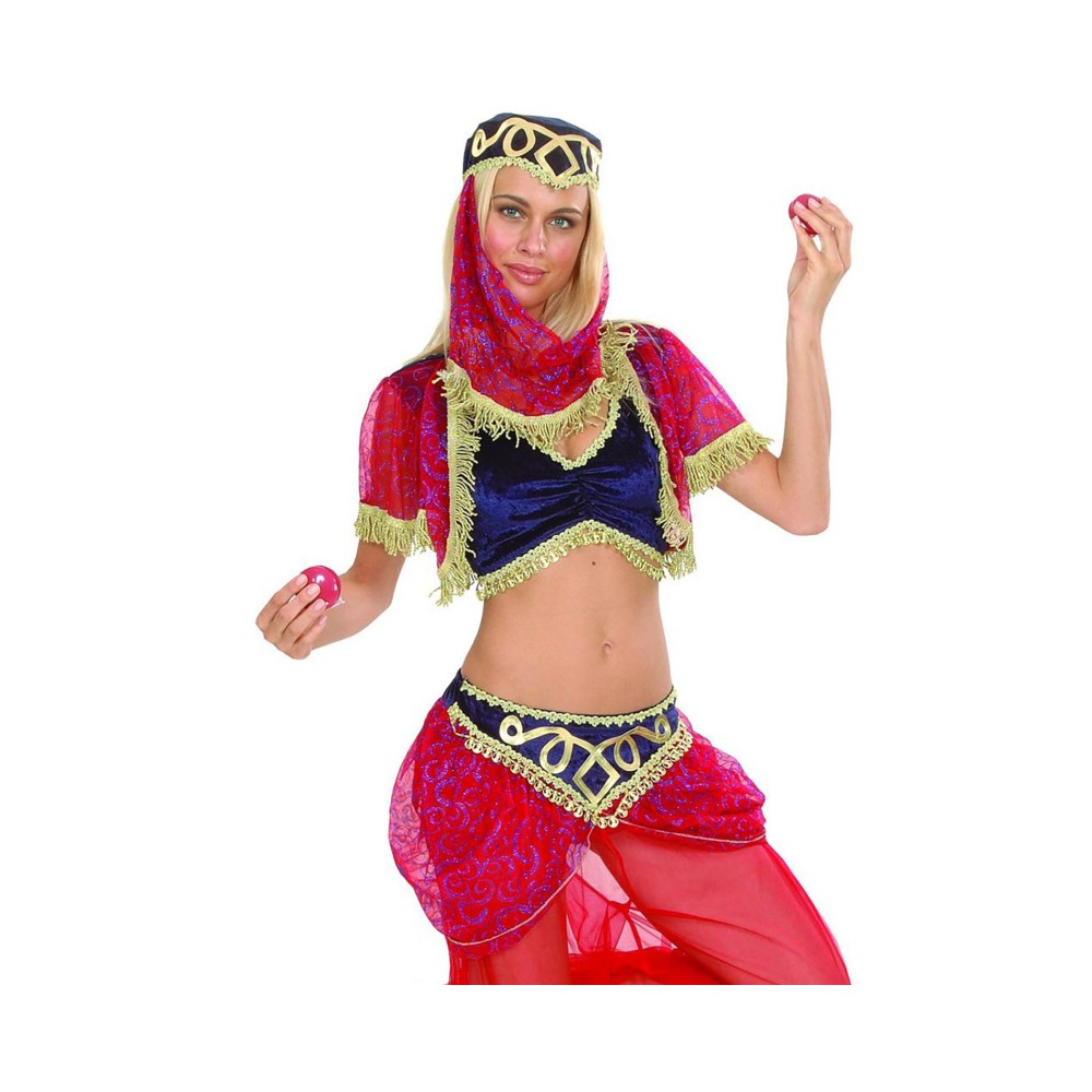 Costume femme danseuse orientale haut, pantalon et coiffe