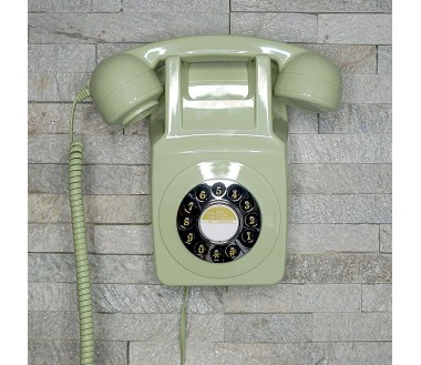 GPO 746 WALL Vert - Téléphone mural rétro bouton poussoir