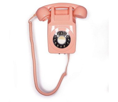 GPO 746 WALL Rose - Téléphone mural rétro bouton poussoir