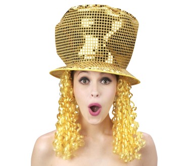 Chapeau Disco avec cheveux doré