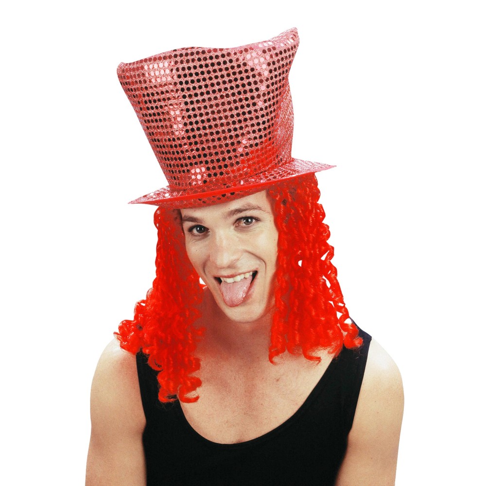 Chapeau Disco avec cheveux rouge