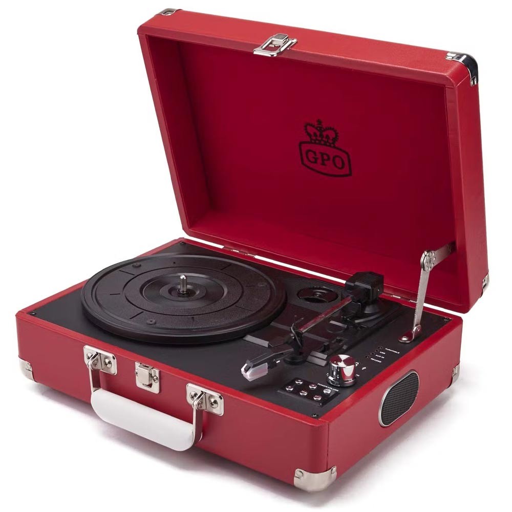 GPO - Platine Vinyles Attaché Case Pillarbox Red