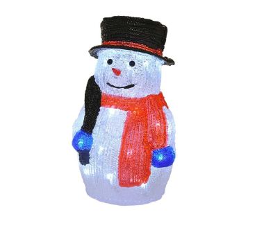 Bonhomme de neige écharpe chapeau noël lumineux 30 LED H38